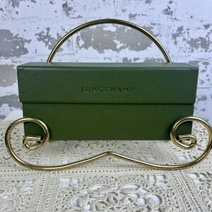 Longchamp Semi-Hard Shell Folding Eyeglasses Case Avocado Green Magnetic Closure